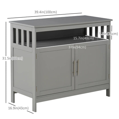 Kitchen Sideboard, Wooden Storage Cabinet, 2-Level, Grey Bar Cabinets at Gallery Canada