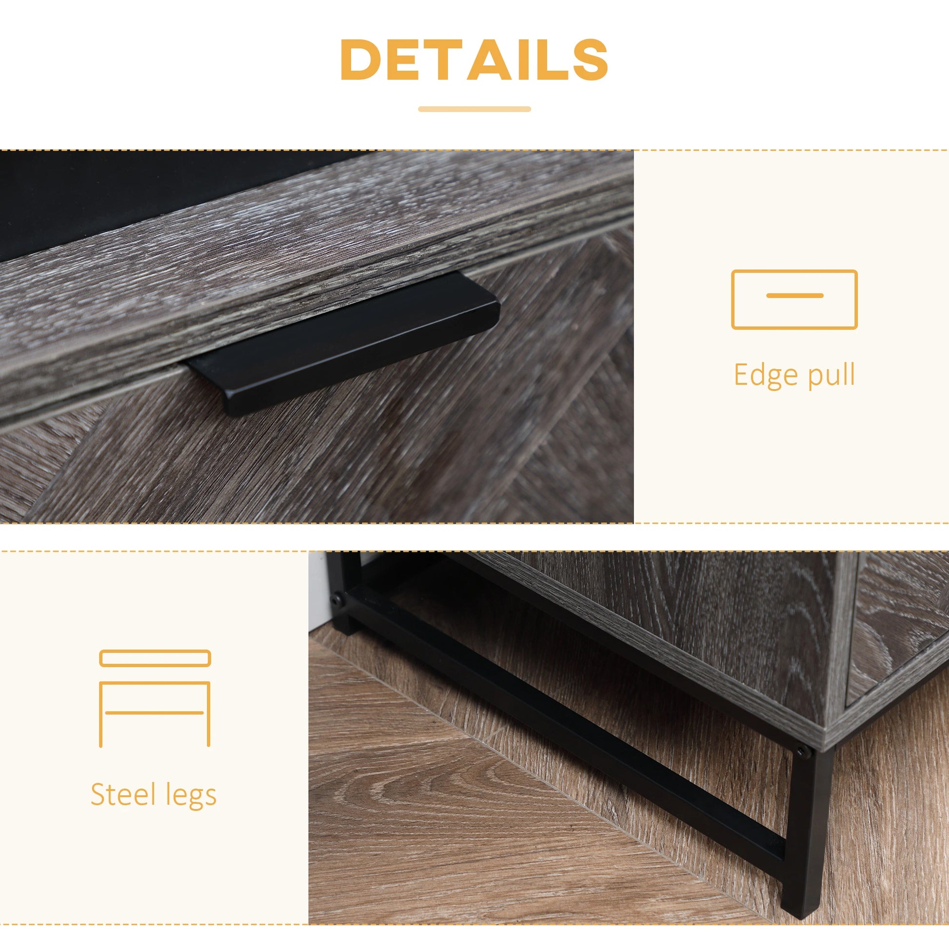 Modern Bedside Table with Drawer, Open Shelf, Dark Grey Bedside Tables at Gallery Canada