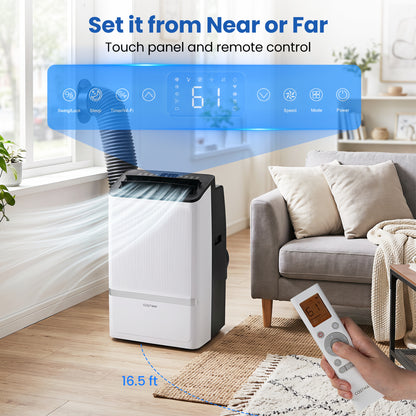 14000 BTU WiFi Portable Air Conditioner, Dehumidifier, 24H Timer, Black