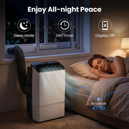 14000 BTU WiFi Portable Air Conditioner, Dehumidifier, 24H Timer, Black