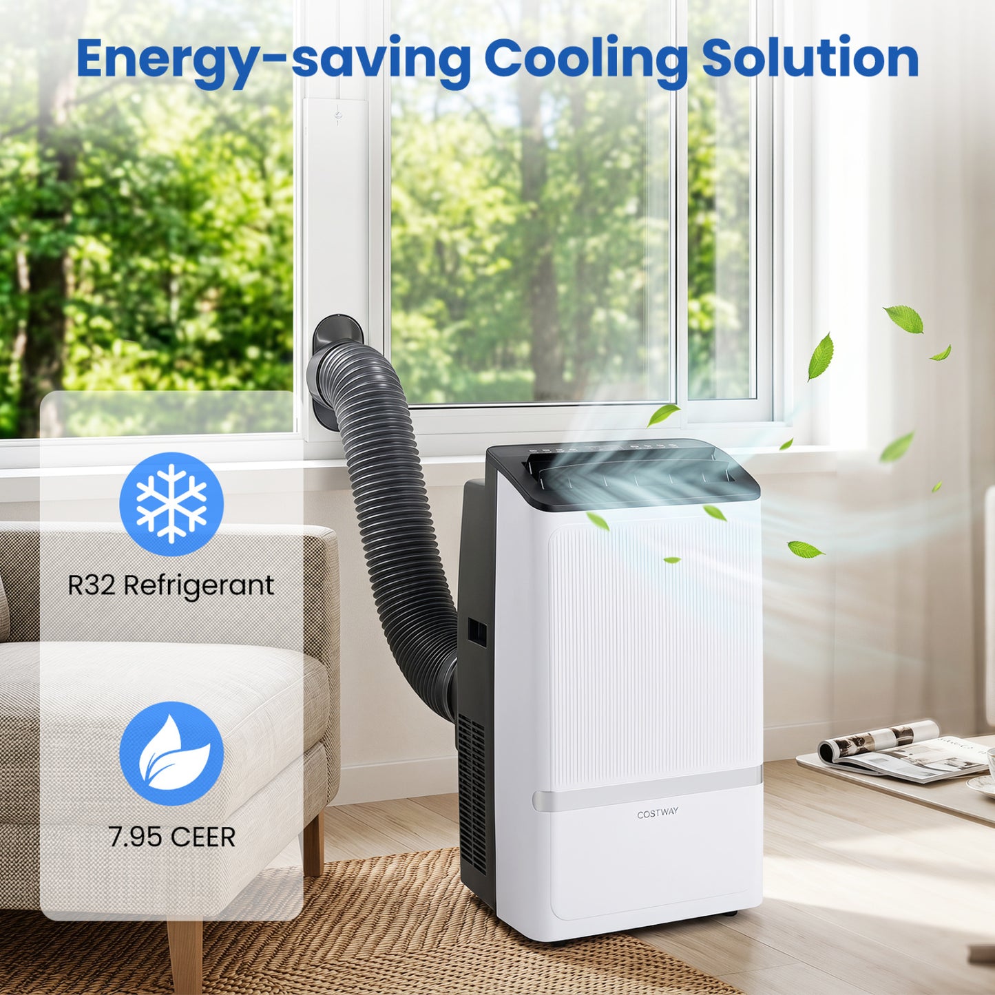 14000 BTU WiFi Portable Air Conditioner, Dehumidifier, 24H Timer, Black
