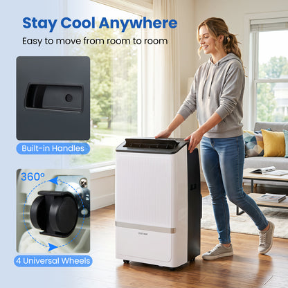 14000 BTU WiFi Portable Air Conditioner, Dehumidifier, 24H Timer, Black