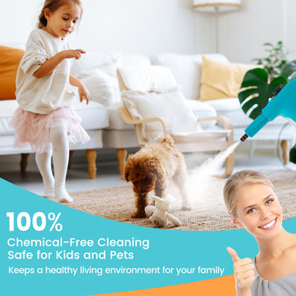 1400W Handheld Steam Cleaner, 14-Piece Accessory Kit, Child Lock, Blue Vacuums & Cleaners at Gallery Canada