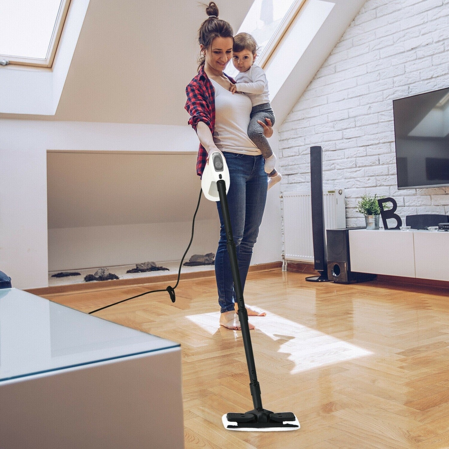1400W Handheld Steam Cleaner with 14-Piece Accessory Kit and Child Lock, Gray Vacuums & Cleaners at Gallery Canada