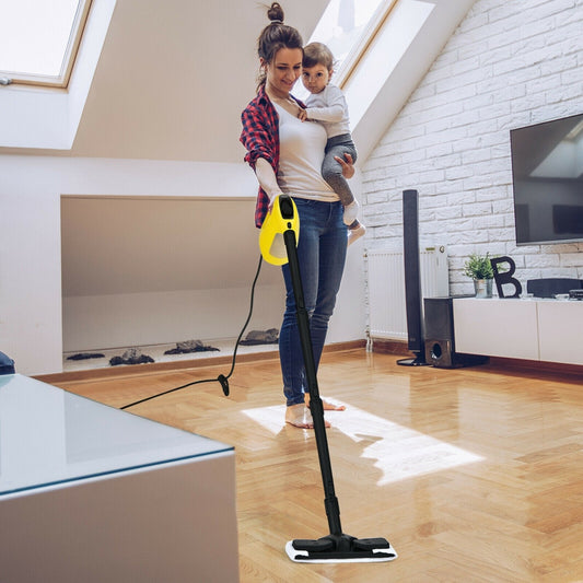 1400W Handheld Steam Cleaner with 14-Piece Accessory Kit and Child Lock, Yellow Vacuums & Cleaners Yellow at Gallery Canada