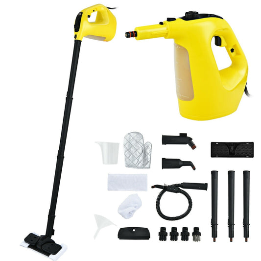 1400W Handheld Steam Cleaner with 14-Piece Accessory Kit and Child Lock, Yellow Vacuums & Cleaners Yellow at Gallery Canada
