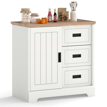 Farmhouse Sideboard Buffet Cabinet Kitchen Pantry with Sliding Doors, White Sideboards Cabinets & Buffets at Gallery Canada