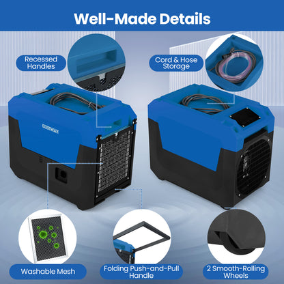 140 Pints Commercial Dehumidifier with Pump and Drain Hose, Blue Dehumidifiers at Gallery Canada