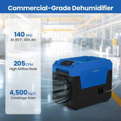 140 Pints Commercial Dehumidifier with Pump and Drain Hose, Blue Dehumidifiers at Gallery Canada