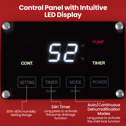 140 Pints Commercial Dehumidifier With Pump, Drain Hose, Red Dehumidifiers at Gallery Canada