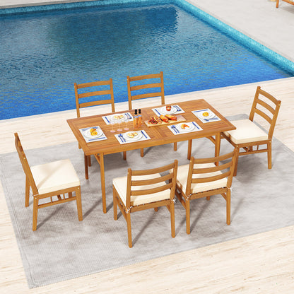Outdoor Wooden Dining Chair Set of 4 with Padded Seat Cushions, White Patio Dining Chairs at Gallery Canada