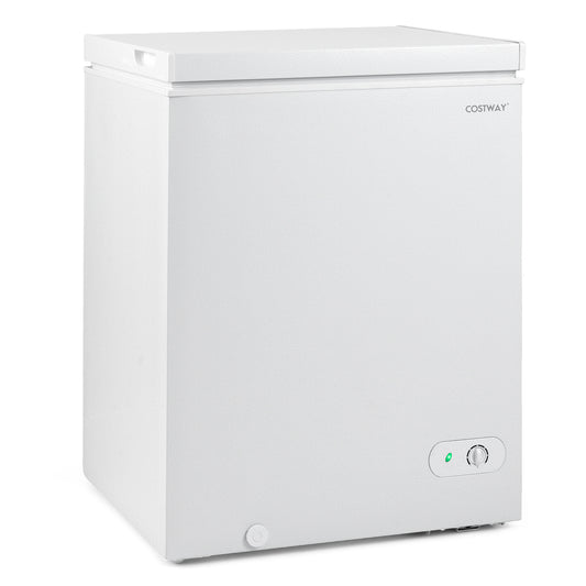 Compact Chest Freezer, 5 Cu.Ft, 7-Gear Adjustable Temperature, White Freezers White at Gallery Canada