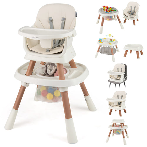 16-in-1 Baby High Chair with Activity Center and Booster Seat for Babies and Toddlers, White
