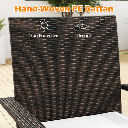 3-Piece Patio Furniture Set PE Rattan Wicker Chairs with Tempered Glass Top Table, White Patio Conversation Sets at Gallery Canada