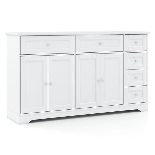 59" Buffet Sideboard, Modern Coffee Bar Console Table, White Console Tables White at Gallery Canada