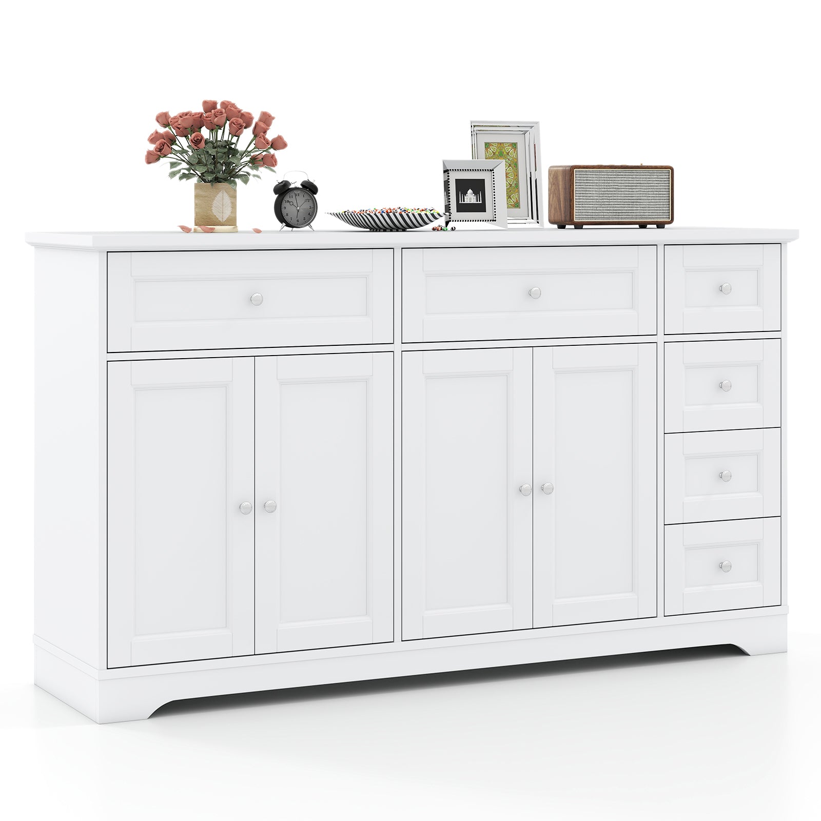 Buffet Sideboard 59" Modern Coffee Bar Station Console Table, White Console Tables at Gallery Canada