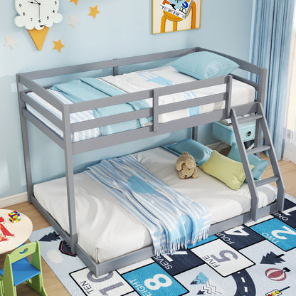 Twin Over Full Bunk Bed Low Floor Bunk Bed Frame, Gray Bunk Bed Frame at Gallery Canada