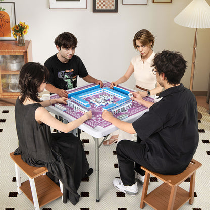 35 Inch 4 Player Folding Mahjong Table With Cup Holders, Pink Game Room at Gallery Canada