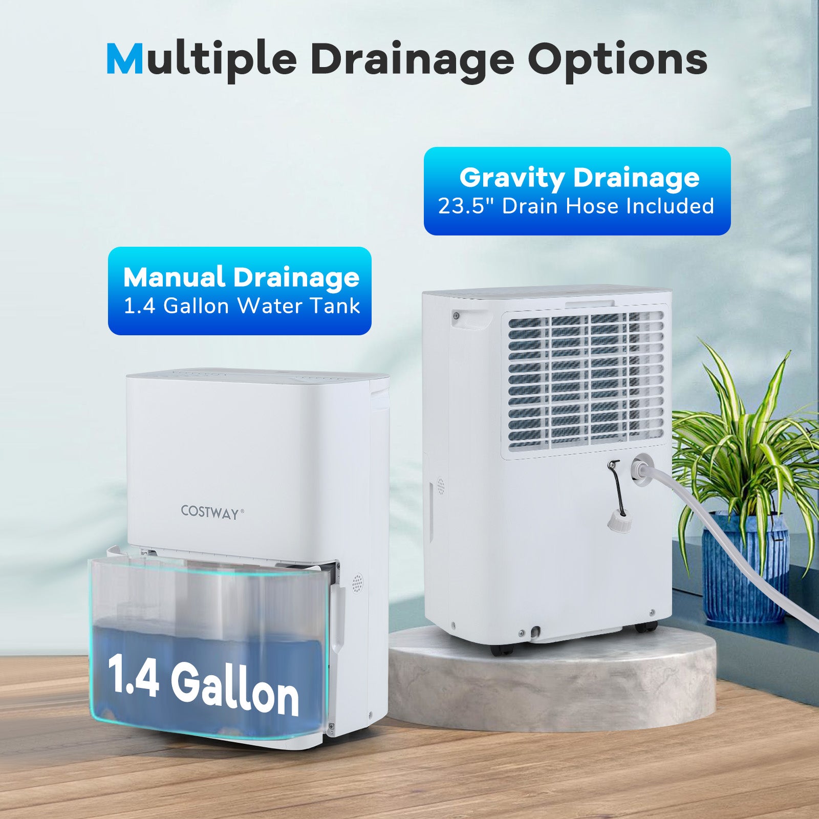 65 Pints Dehumidifier with 24H Timer and LED Display, White Dehumidifiers at Gallery Canada