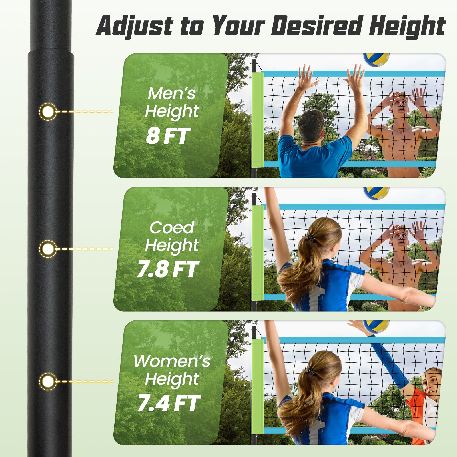 Portable Outdoor Volleyball Net Set Heavy-Duty Volleyball Net System, Green Sport Equipments at Gallery Canada