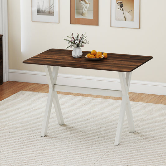 Modern Dining Table, Wooden Kitchen Table, X-Shaped Frame, White