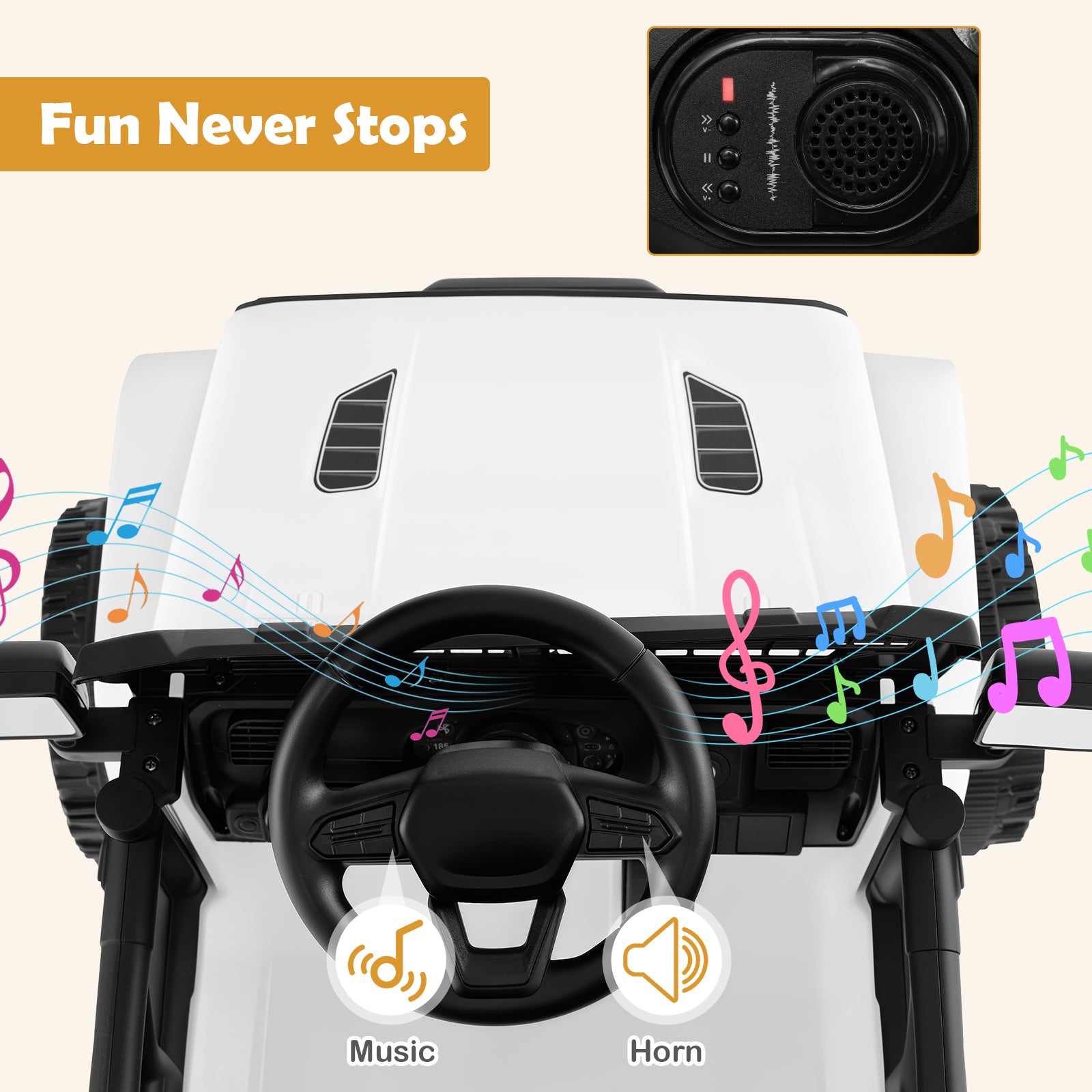 12V Kids Ride on Truck Car Battery Powered Electric Vehicle, White Powered Ride On Toys at Gallery Canada