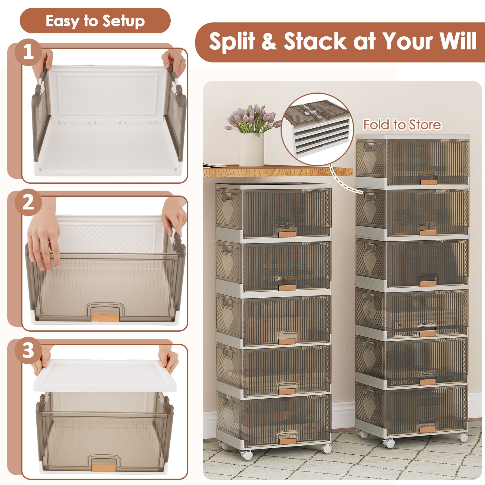 3/4/5/6-Cube Stackable Storage Bins with Detachable Wheels-6 Cube, White Shoe Racks & Storage Benches at Gallery Canada