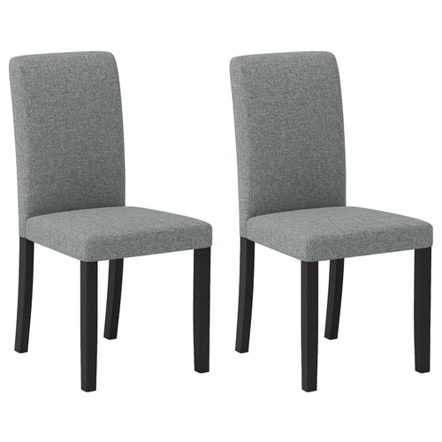 Dining Chair Set of 2 Mid-Century Modern Chairs with Rubber Wood Legs, Gray