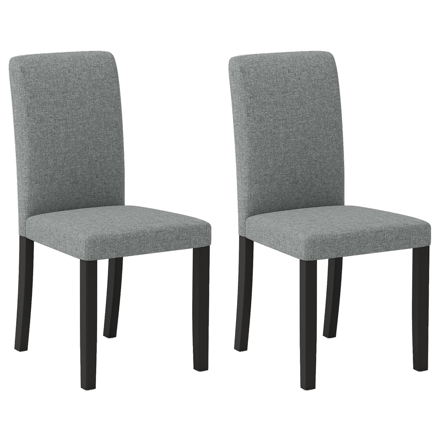 Dining Chair Set of 2 Mid-Century Modern Chairs with Rubber Wood Legs, Gray Dining Chairs at Gallery Canada
