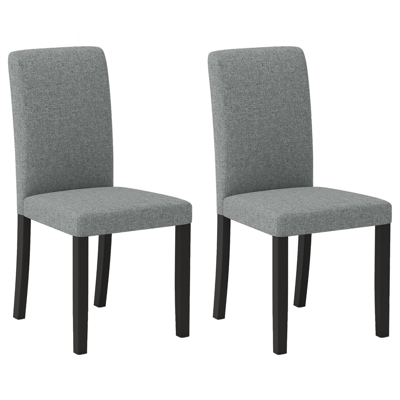 Dining Chair Set of 2 Mid-Century Modern Chairs with Rubber Wood Legs, Gray Dining Chairs at Gallery Canada