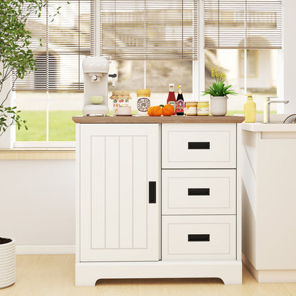 Farmhouse Sideboard Buffet Cabinet Kitchen Pantry with Sliding Doors, White Sideboards Cabinets & Buffets at Gallery Canada