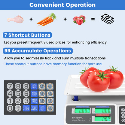 66lb Price Computing Scale Commercial Food Scale with Dual LCD Displays Kitchen Tools at Gallery Canada