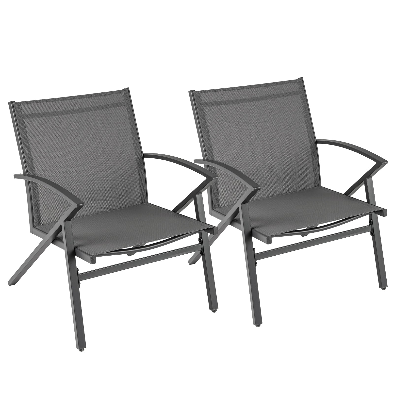 Patio Chairs Set of 2 Lawn Chairs with Heavy Duty Metal Frame-Grey, Gray Beach & Lawn Chairs Gray at Gallery Canada