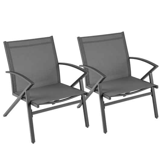 Patio Chairs Set of 2 Lawn Chairs with Heavy Duty Metal Frame-Grey, Gray Beach & Lawn Chairs Gray at Gallery Canada