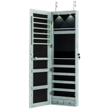 Wall Mounted Jewelry Cabinet With Lights, Navy Jewelry Armoires Navy at Gallery Canada