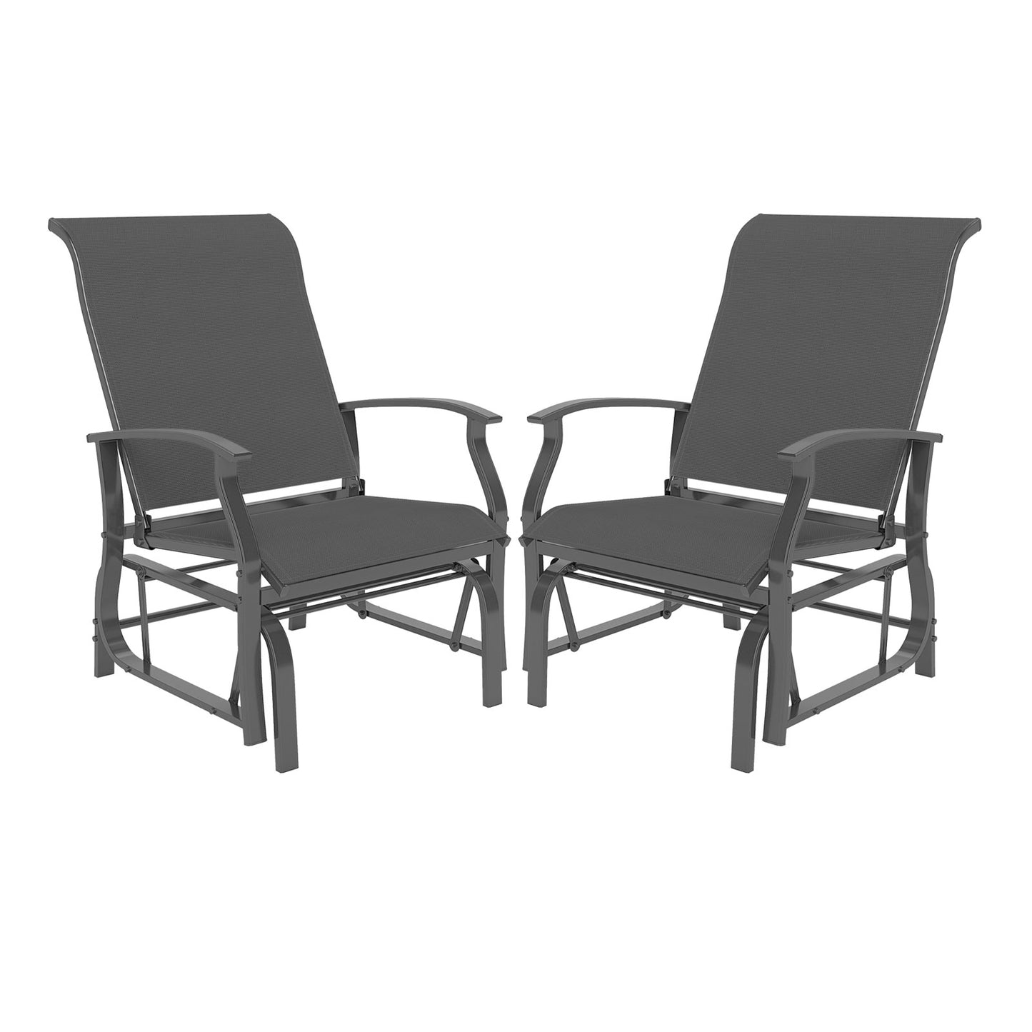 Outdoor Glider Chairs Set of 2 with Ergonomic Backrest and Seat, Gray Patio Rocking Chairs & Gliders Gray at Gallery Canada