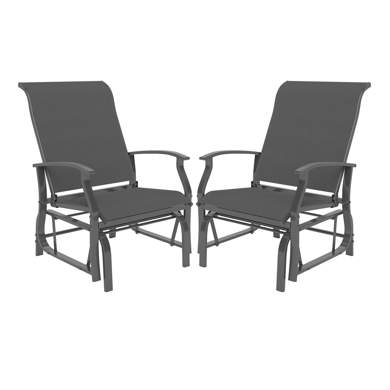 Outdoor Glider Chairs, Set of 2, Ergonomic Backrest, Gray Patio Rocking Chairs & Gliders Gray at Gallery Canada