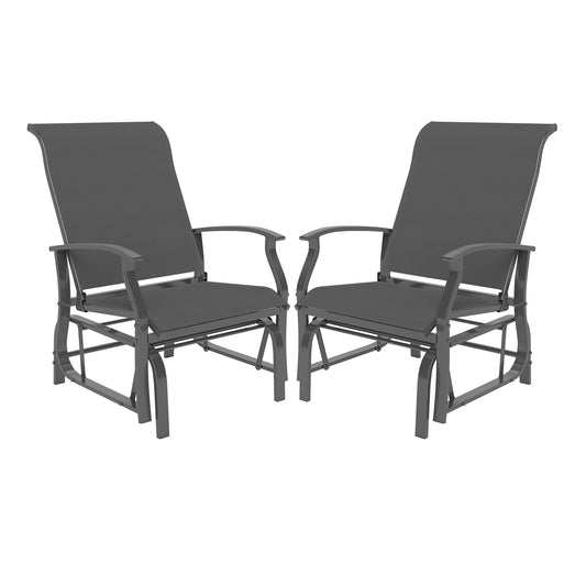 Outdoor Glider Chairs, Set of 2, Ergonomic Backrest, Gray Patio Rocking Chairs & Gliders Gray at Gallery Canada