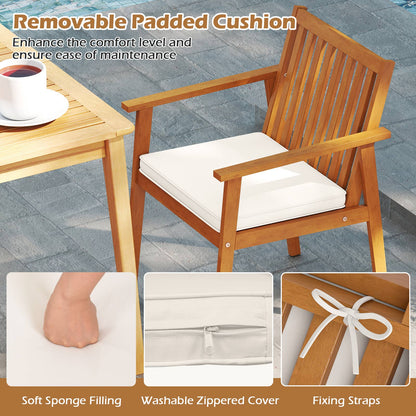 2 Pieces Patio Dining Chairs Outdoor Acacia Wood Chairs with Removable Padded Cushion, Natural Patio Dining Chairs at Gallery Canada
