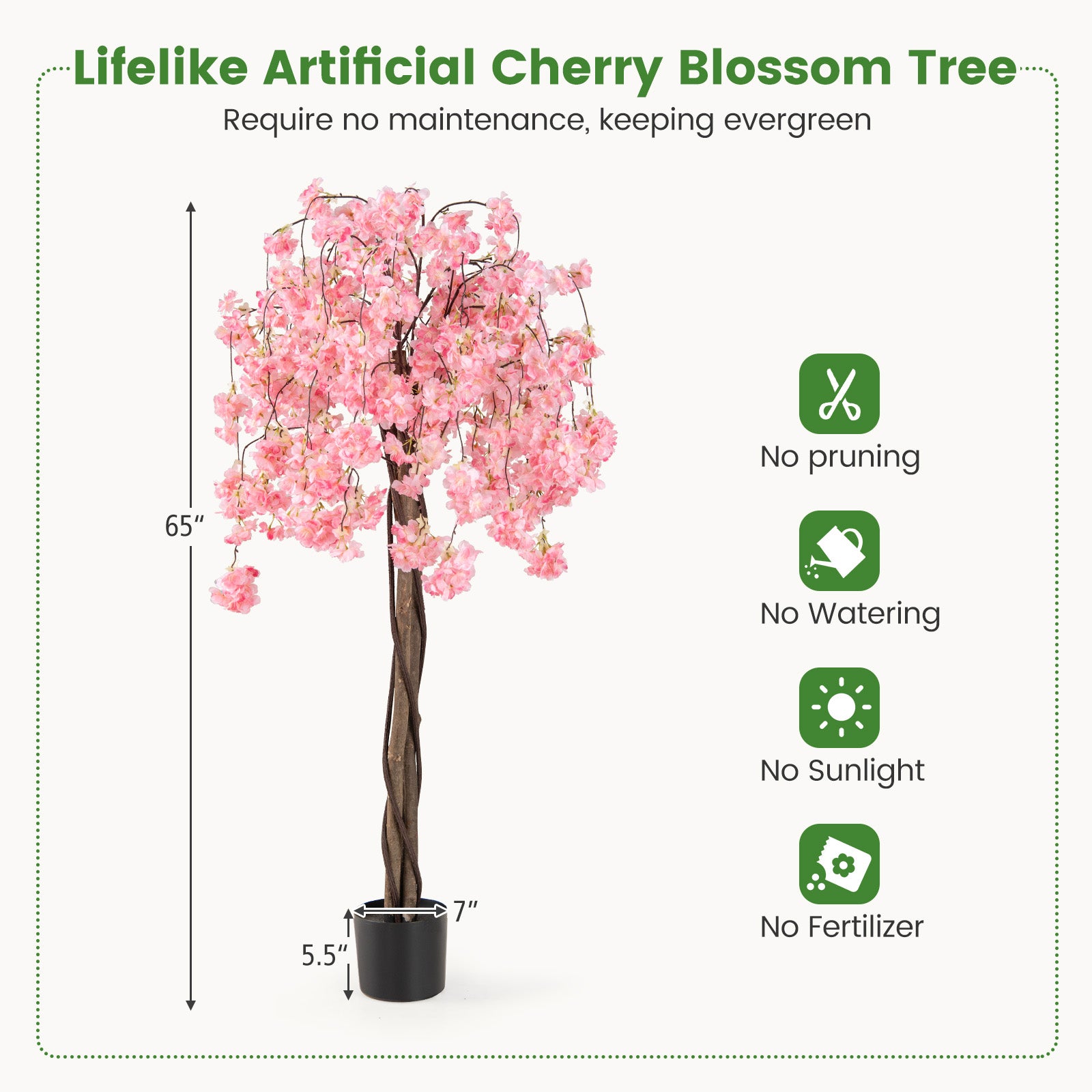 5.5 FT Tall Artificial Cherry Blossom Tree with Pink/White Flowers 2 Pack, Pink Faux Plants at Gallery Canada