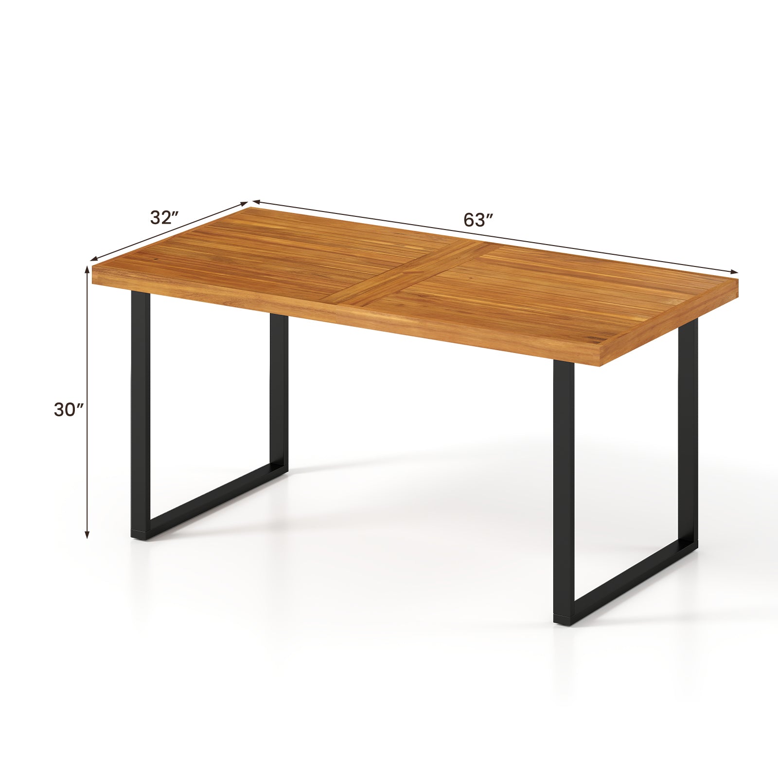 Acacia Wood Dining Table for 6 People Wooden Rectangular Table Patio Dining Tables at Gallery Canada