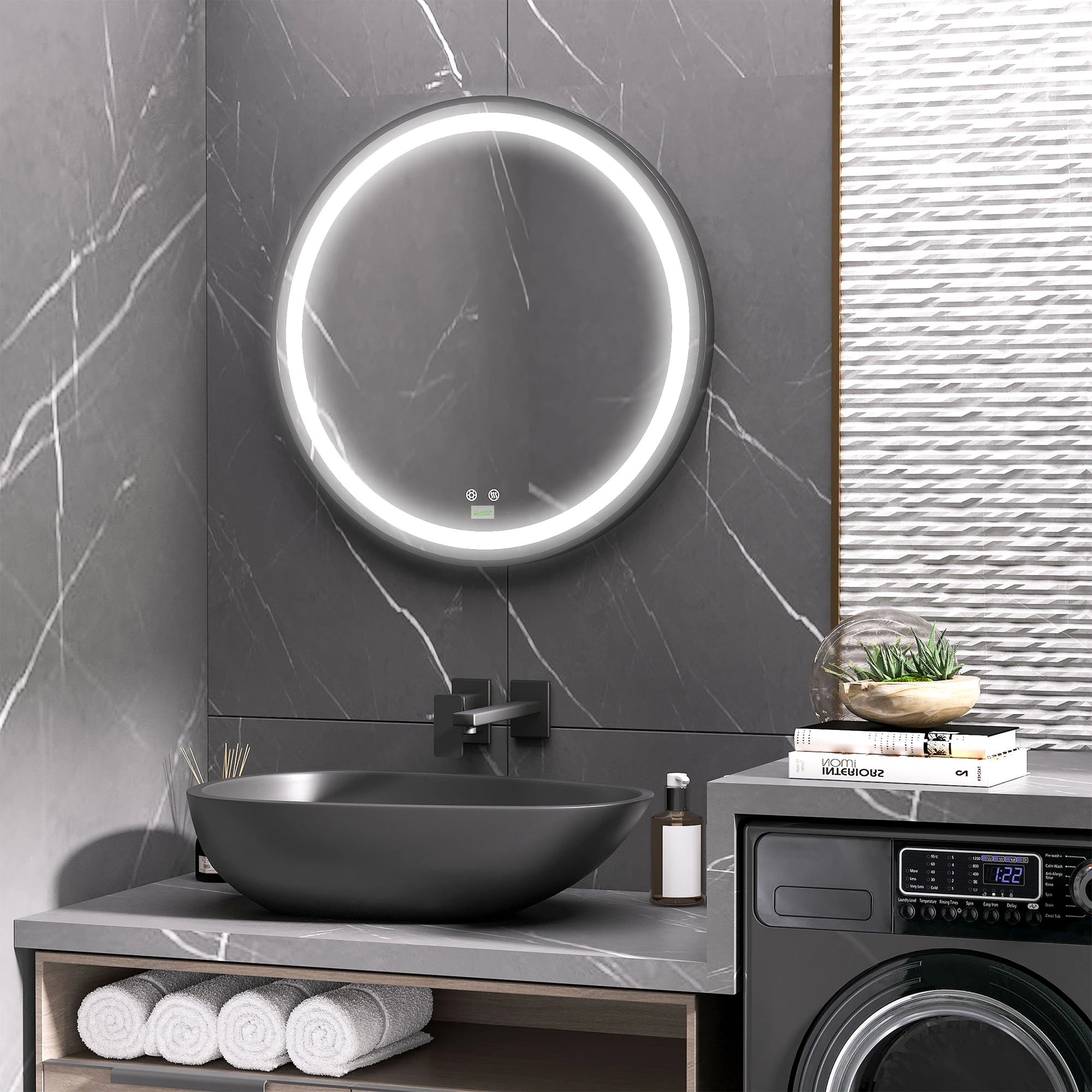 LED Bathroom Mirror, Dimmable Lighted Anti Fog, Plug-In, 28 Inch, 3 Color Bath Accessories at Gallery Canada