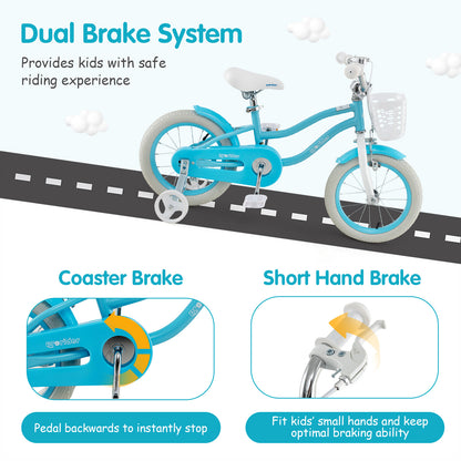 Kids Bike, 14 Inches, Dual Brakes, Adjustable Seat, Blue Kids Bike at Gallery Canada