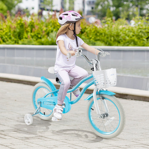 Kids Bike, 16 Inch, Dual Brakes, Adjustable Seat, Blue