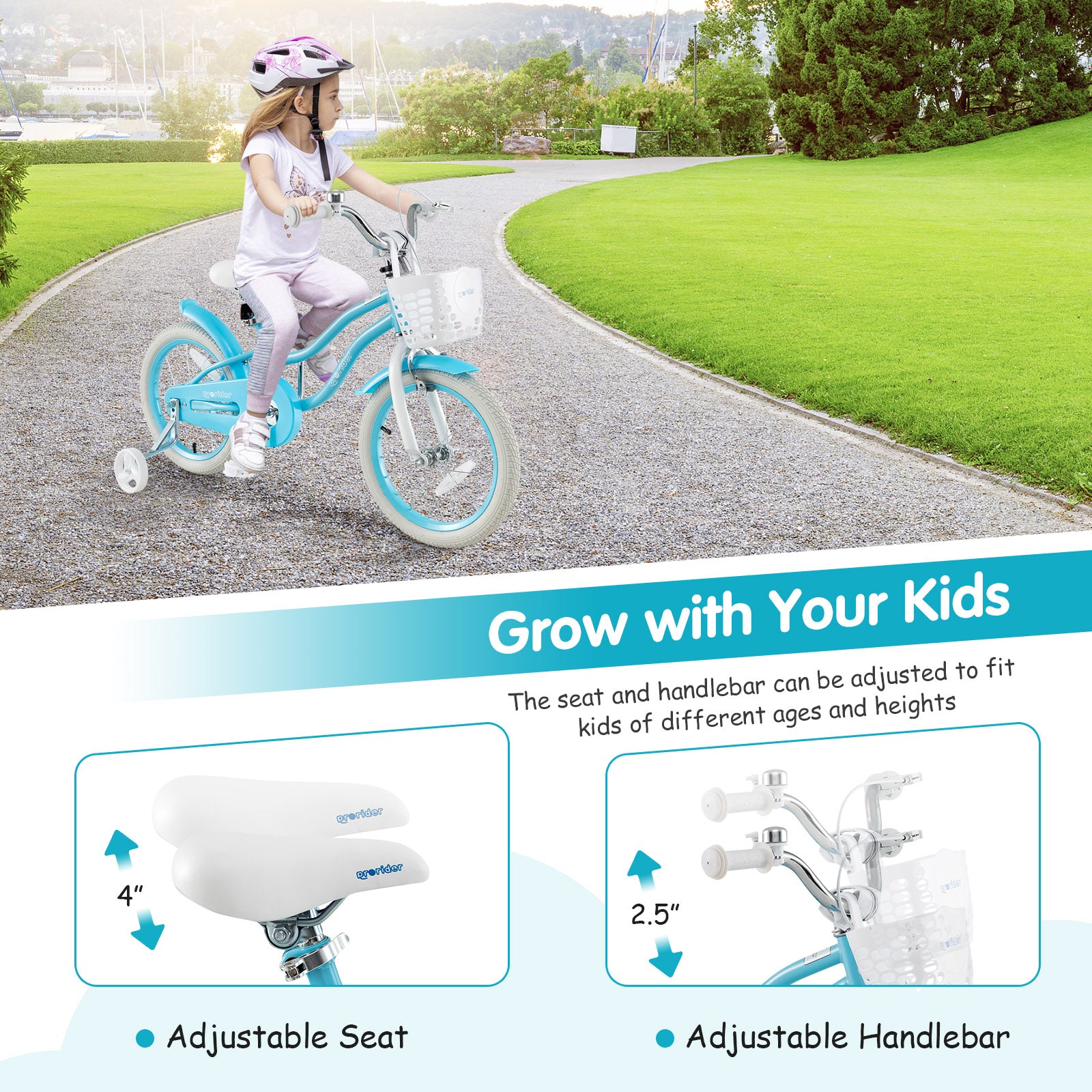 Kids Bike, 16 Inch, Dual Brakes, Adjustable Seat, Blue Kids Bike at Gallery Canada