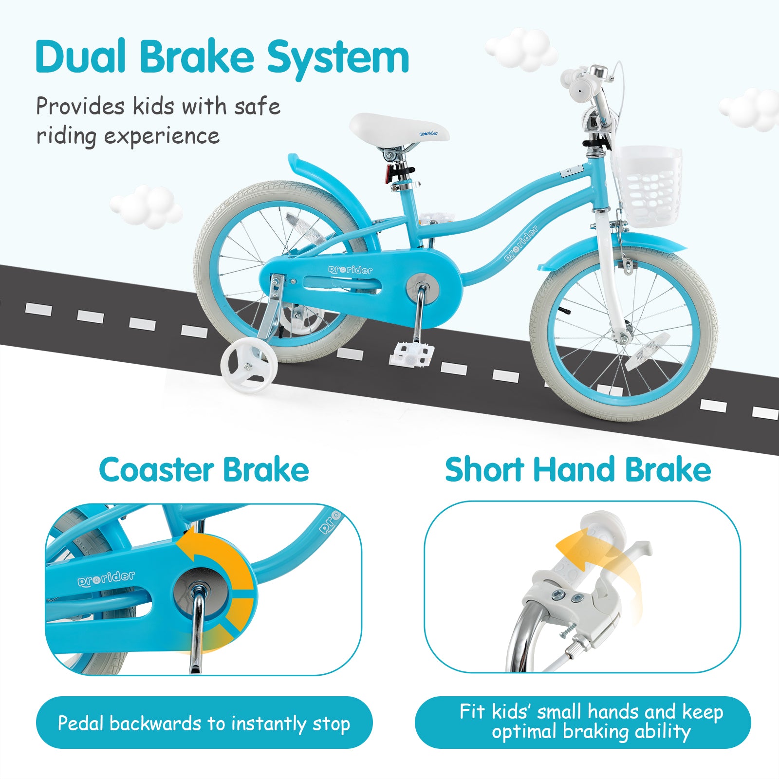 Kids Bike, 16 Inch, Dual Brakes, Adjustable Seat, Blue Kids Bike at Gallery Canada