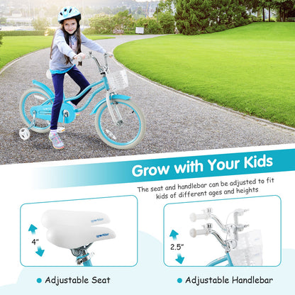 18 Inch Kids Bike, Dual Brakes, Adjustable Seat, Blue Kids Bike at Gallery Canada
