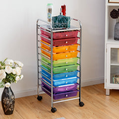10 Drawer Rolling Storage Cart Organizer, Color