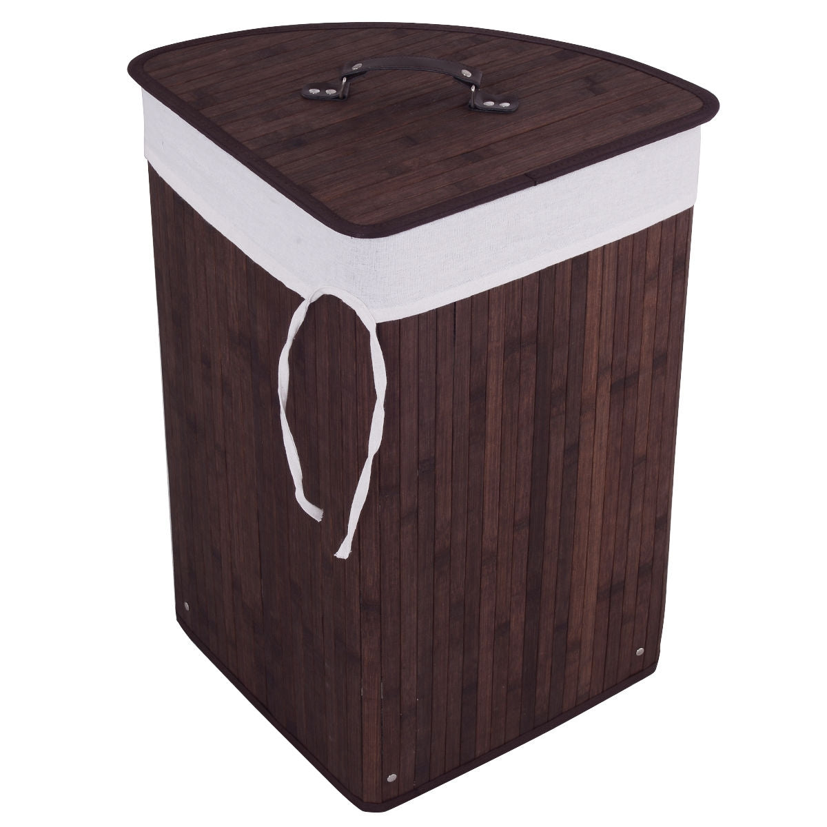 Corner Bamboo Hamper Laundry Basket, Brown Laundry Baskets at Gallery Canada