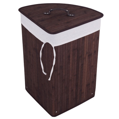 Corner Bamboo Hamper Laundry Basket, Brown Laundry Baskets at Gallery Canada